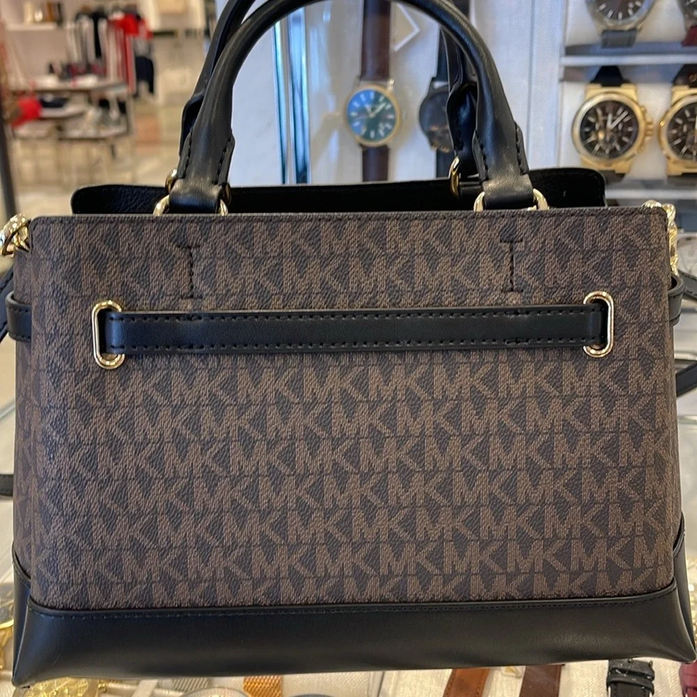 Michael Kors Reed Small Belted Logo Satchel Crossbody Center Zip Bag Purse NWT